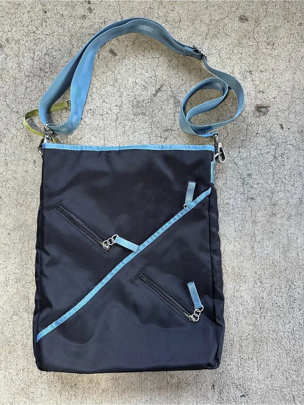 Chelsey Henry Blue Nylon Laptop Messenger Bag